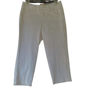 Dockers Womens Capri White Size 4 Cotton Blend Stretch Pockets Zip Button